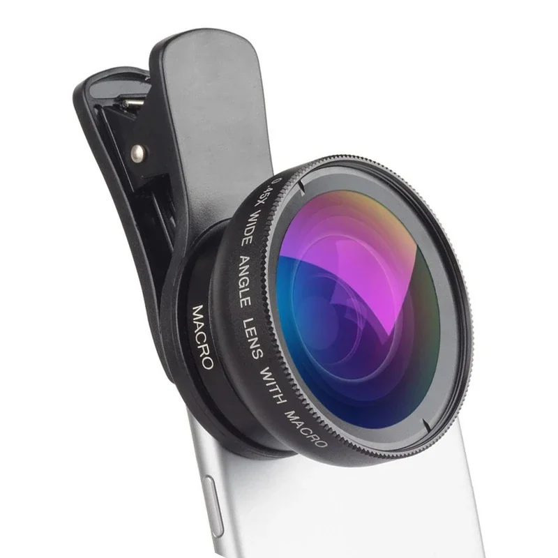 Nuovo Obiettivo Hd 37Mm 0.45X Super Grandangolare Con Obiettivo Super Macro 12.5X Per Iphone Samsung Smartphone Kit Obiettivo Fotocamera Telefono