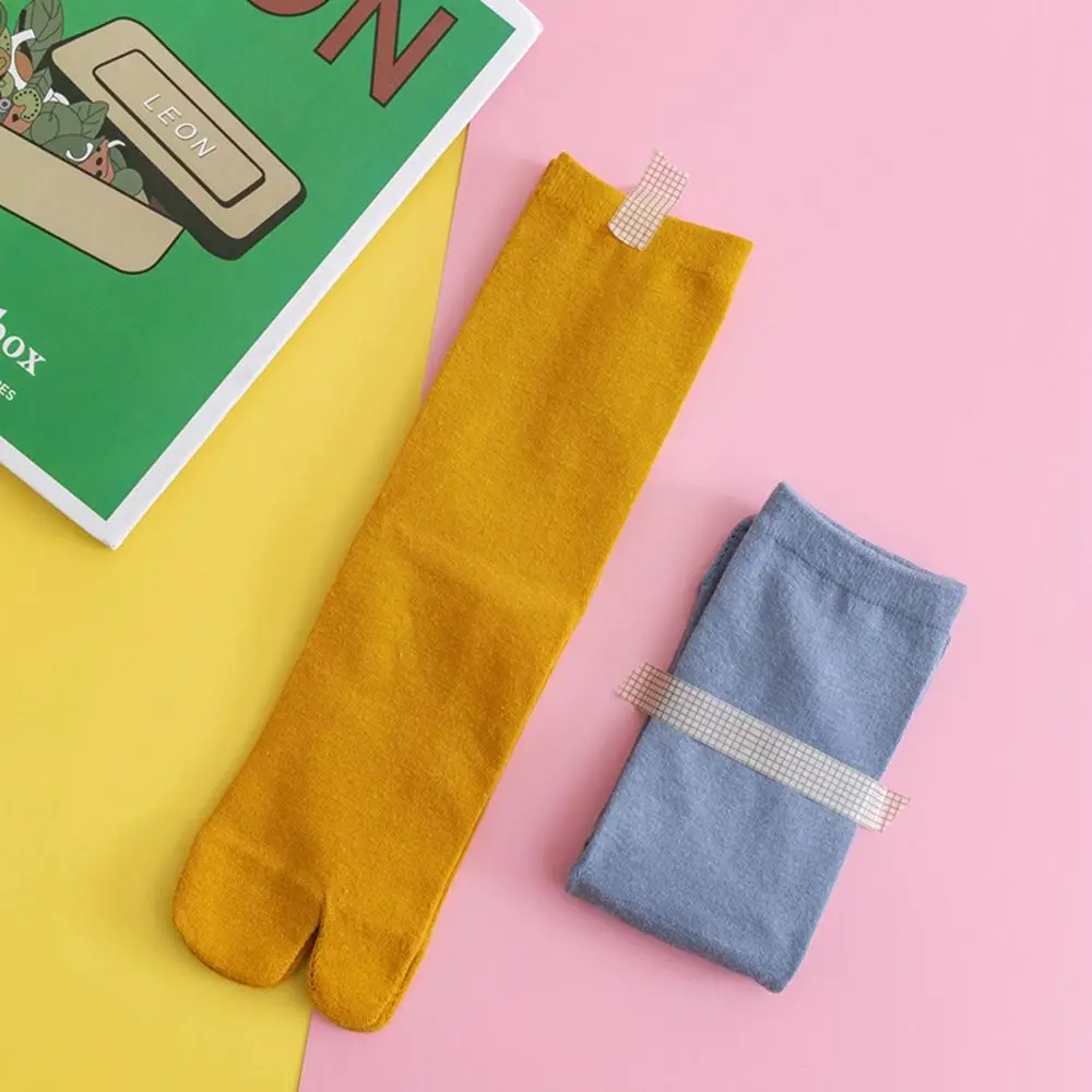 Unisex algodão monocromático Split Toe meias, simples meias confortáveis de dois pés, japonês Harajuku meias, casal meias