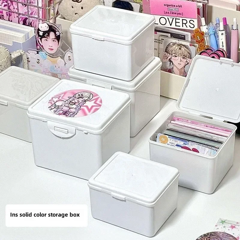 1Pcs Korean Pure White Storage Box Blind Box Card Photocard Storage Box Photo Card Organizer Classification Flip Holder 3