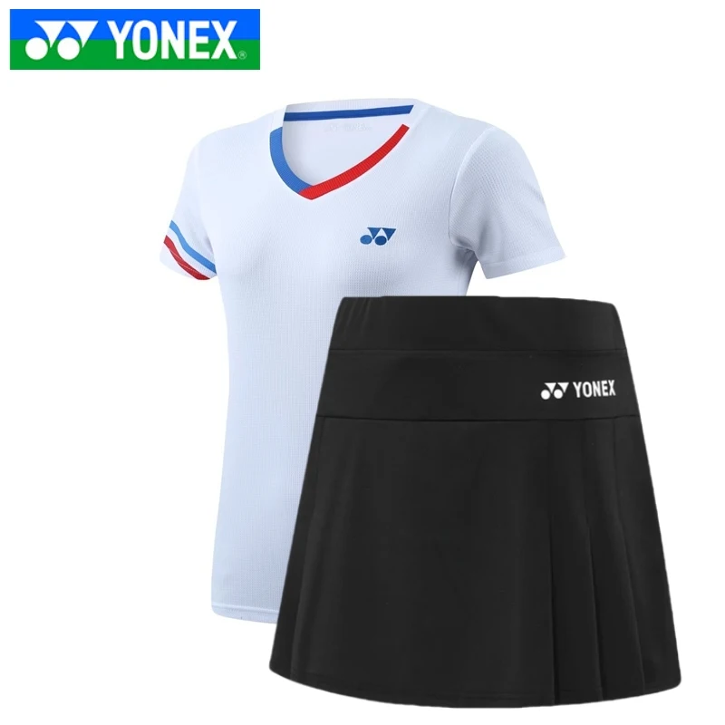 Yonex Women Sport Shorts 2 In 1 Quick-drying Short Sleeve T-shirt Double stretch pants Fitness running shorts