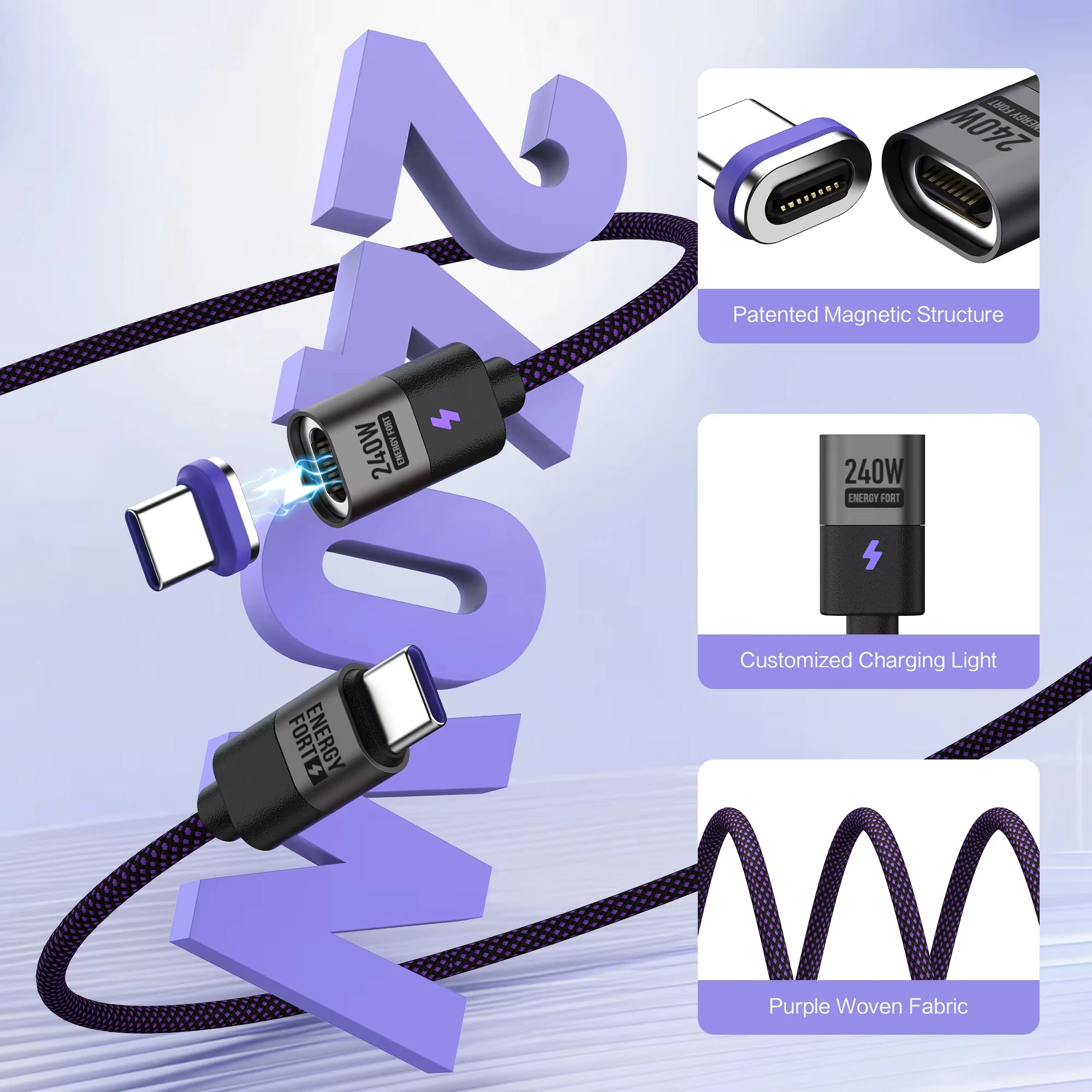 240W Multi-Device Magnetic Charging Cable Set (6 Pieces)