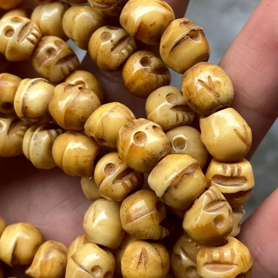 Vintage 108 Bead Buddhism Tibetan Yak Bone Skull Meditation Prayer Mala Necklace Men's Collection Bead Bracelet Gifts 4