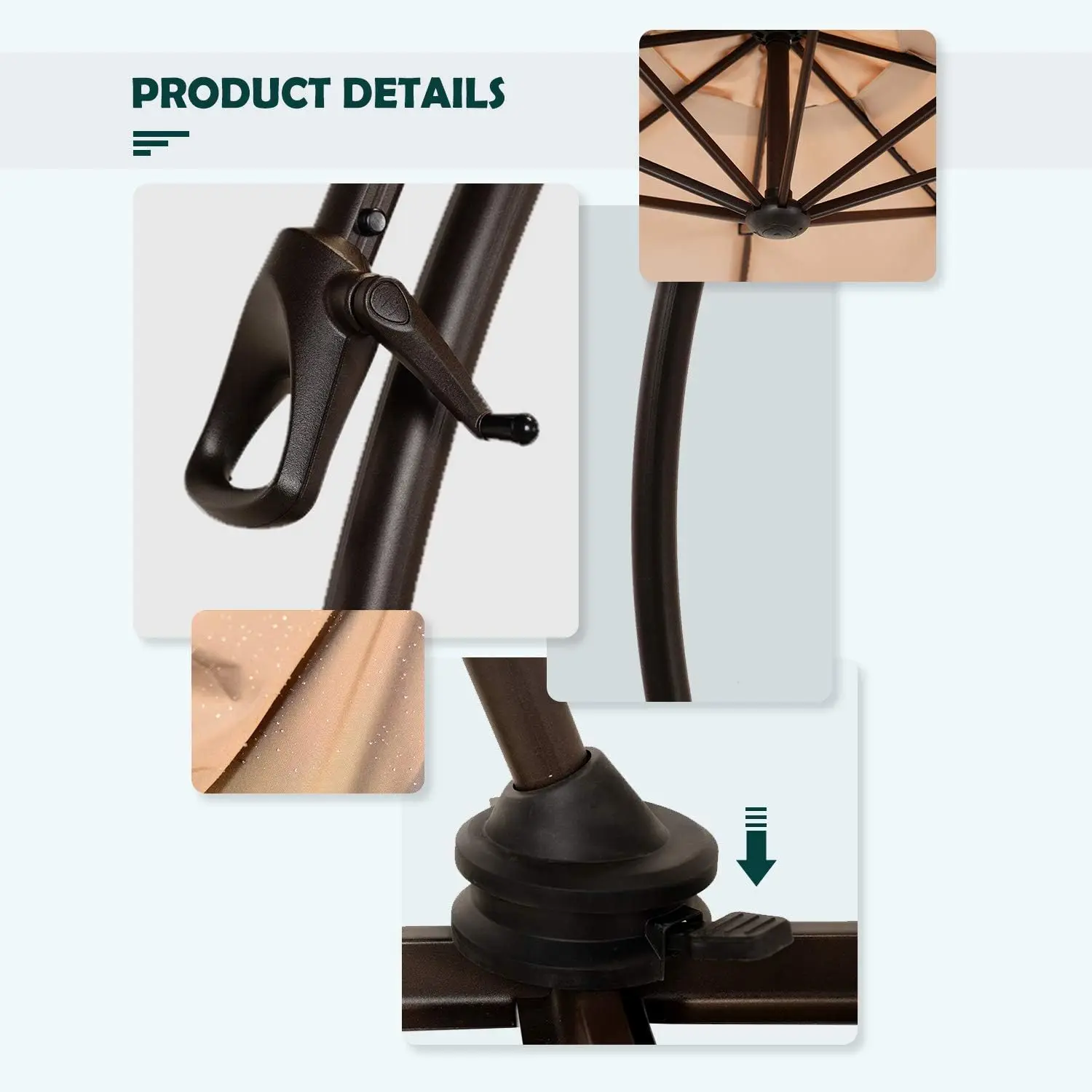 11FT Round Cantilever Patio Umbrella 5