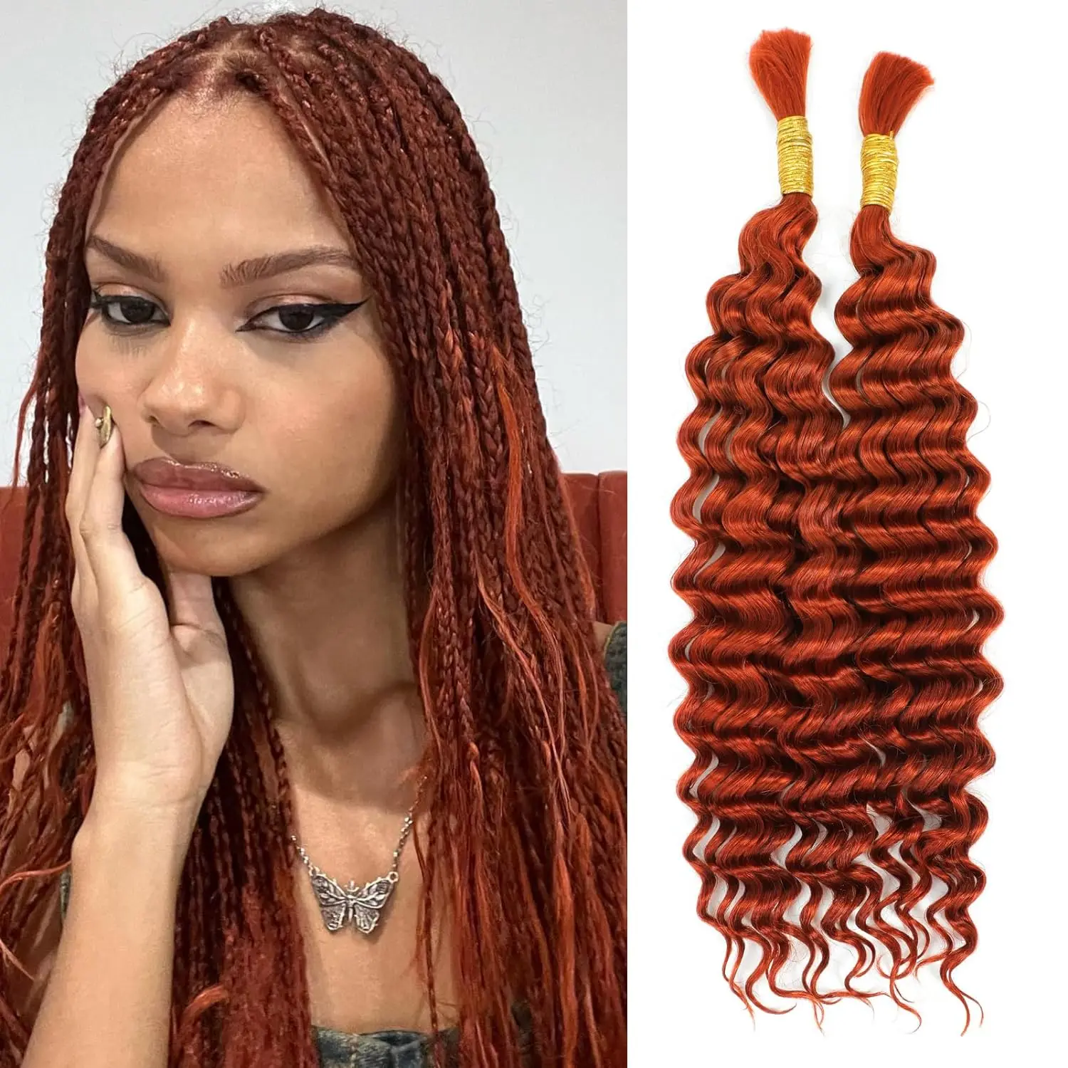 Extension de Cheveux Humains Vierges Bouclés Profonds, Tissage en Vrac pour Femmes Africaines, Tresses de 16 à 28 Pouces