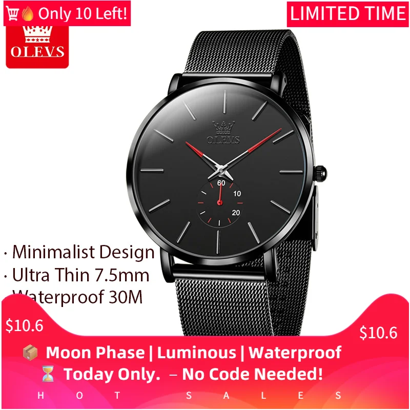 ساعة كوارتز رجالية OLEVS 9954 رفيعة للغاية 7.5 ملم...