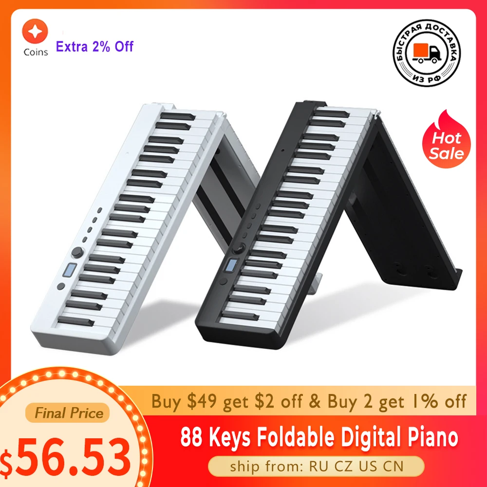 Electronic Musical Instruments Keyboards Portable 88 Keys Foldable