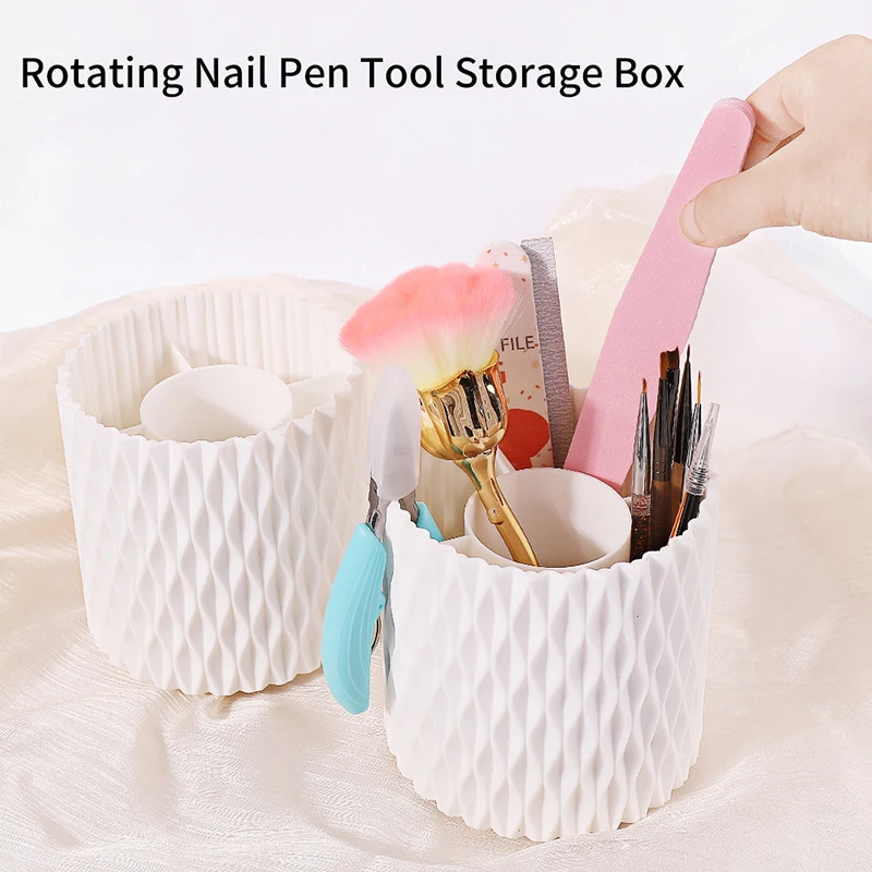 

Rotating Nail Pen Brush Tweezers Holder Sorting Storage Box Multi-functional Desktop Eyebrow Pencil Brush Holder Display