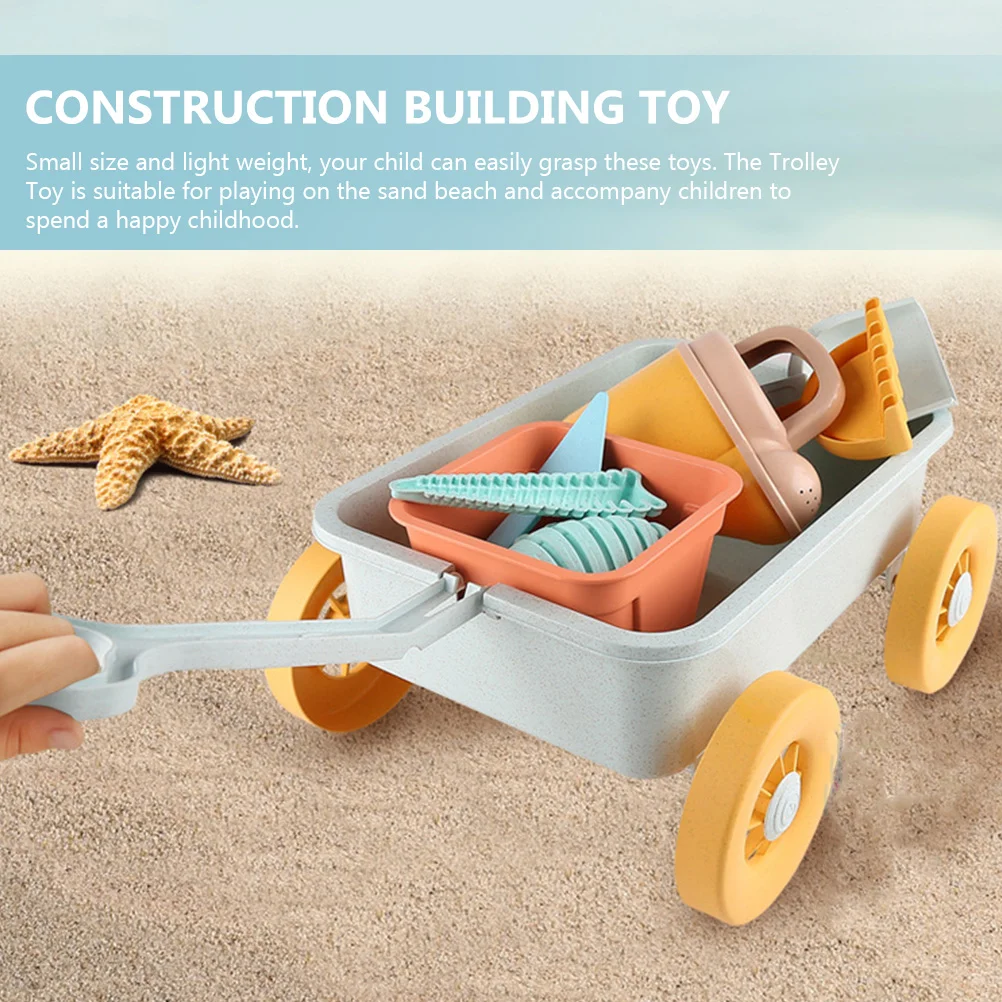 Cartoon Summer Pull Toy Seaside Toddler Children’s Toys Kids Wheelbarrow Plastic Construction Vehicles Sand Digging 5