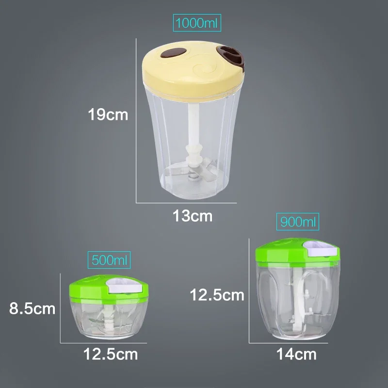 Food Processor 500ml-1.5L High-capacity Multi-function Kitchen Manual Food Processor Meat Grinder Vegetable Chopper Shredder Cutter Egg Blender