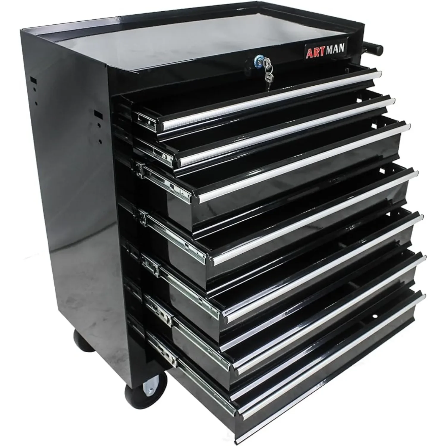 7-Drawer Rolling Tool Box, Tool Chest with Wheels and Locking System,High Capacity Tool Storage Cabinet Organizer (Black) 2
