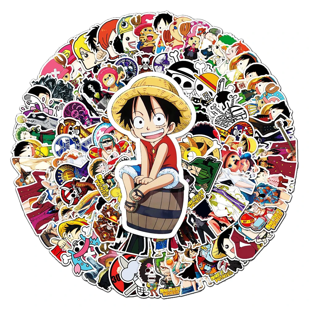10/30/50/100pcs ONE PIECE Anime Stickers for Kids Toy DIY Motorcycle Phone Skateboard Vinyl Cool Cartoon Decal Sticker Wholesale