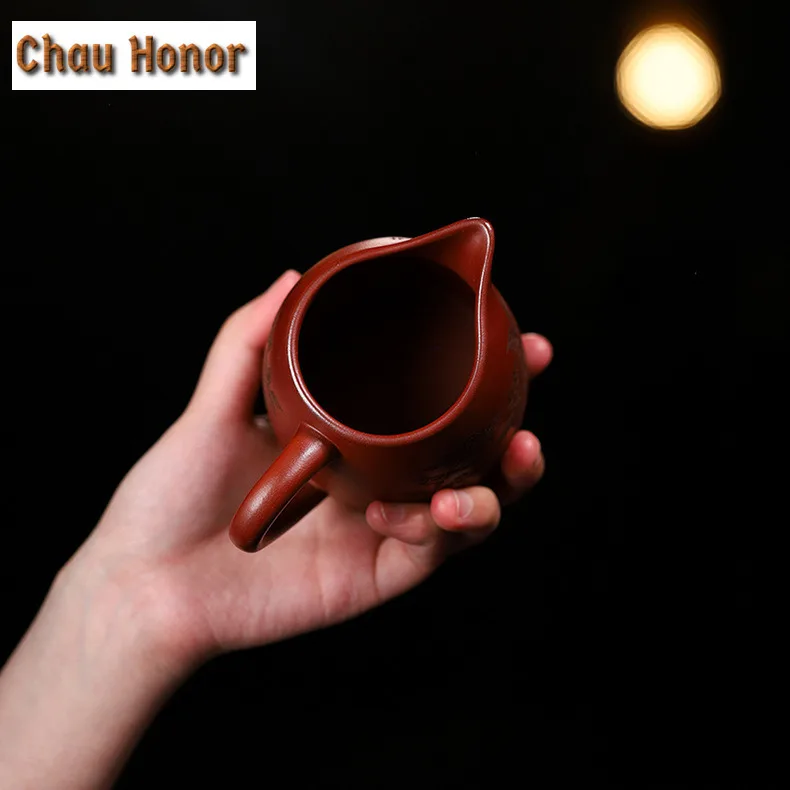 240ml Handmade Peony Flower Purple Clay Tea Pitcher Pour Tea Cha Hai Dispenser Household Justice Cup Fair Mug Cafes Accessories