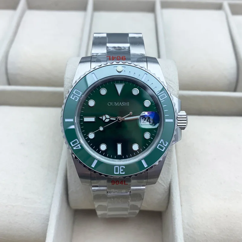 

41mm Men's Mechanical Watch Waterproof Miyota 8215 Movement Ceramics Bezel Green