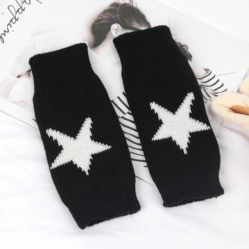 Knitted Half Finger Gloves Women's Warm Soft Winter Mittens for Girl Guantes Y2K Sleeve Girls Lolita Goth Fingerless Gloves