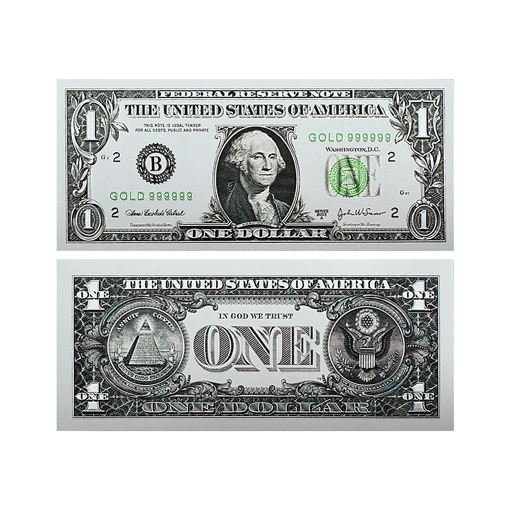 1/2/5/10/20/50/100 US Dollar Gold Foil Banknote Home Decoration Plastic Money Collection Business Gift