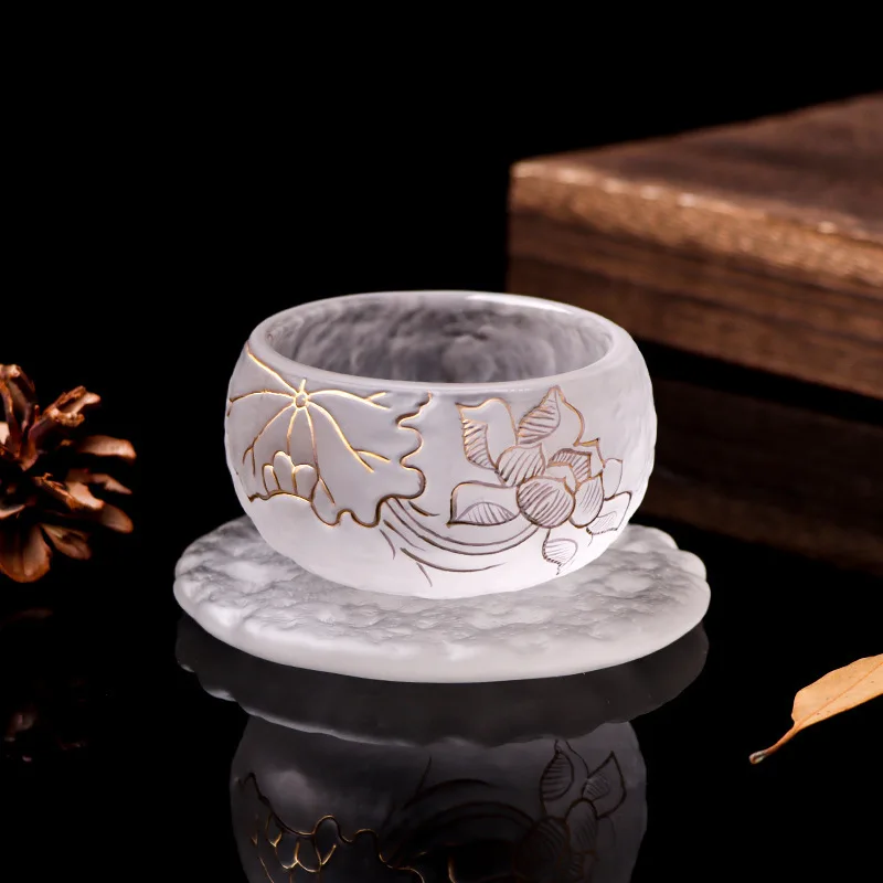

Glass Cup, Glass Cup, Master Cup, Handmade Lotus Rain Dew Tea Cup, Chinese Style Tea Bowl, Vintage Tea Tasting Cup