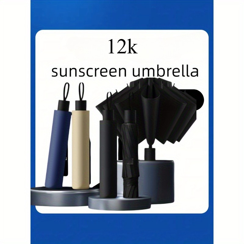 Manual Folding Umbrella 12 Rib Windproof Compact Umbrella  UV Protection Rainproof Large Canopy with Custom Logo Area