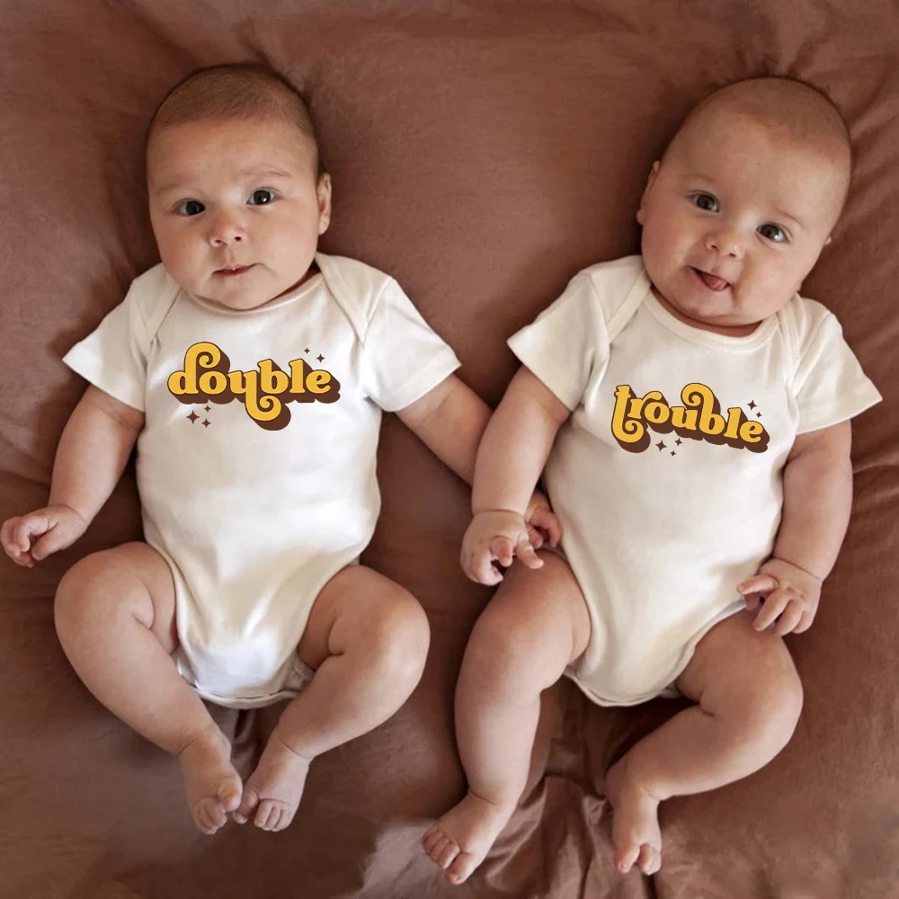 

Drinking Buddies Twin Baby Onesies Funny Creative New Cute Newborn Boys Girls Clothes Cartoon Summer Cotton Infant Rompers