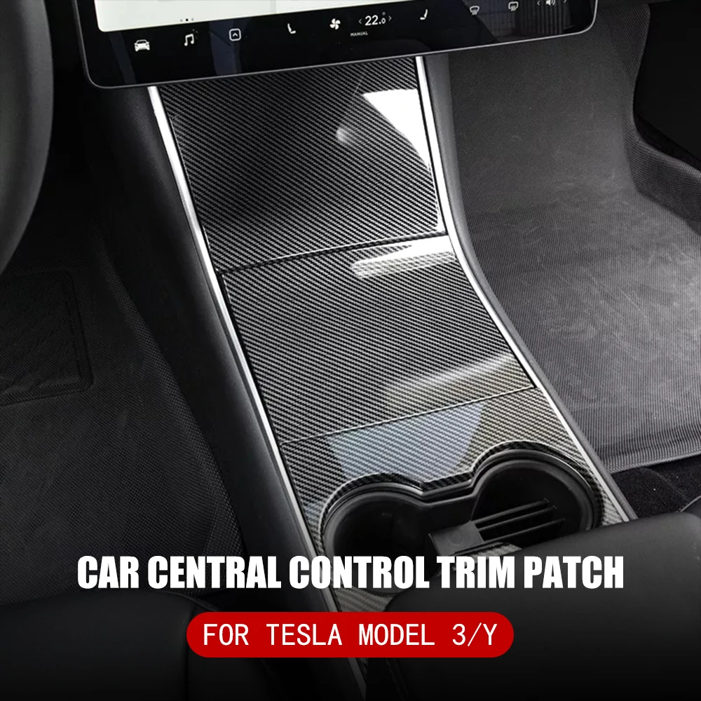 цена For Tesla Model 3 Model Y 2017-2020 Car Carbon Fiber ABS Central Control Panel Protective Patch Central Interior Accessories