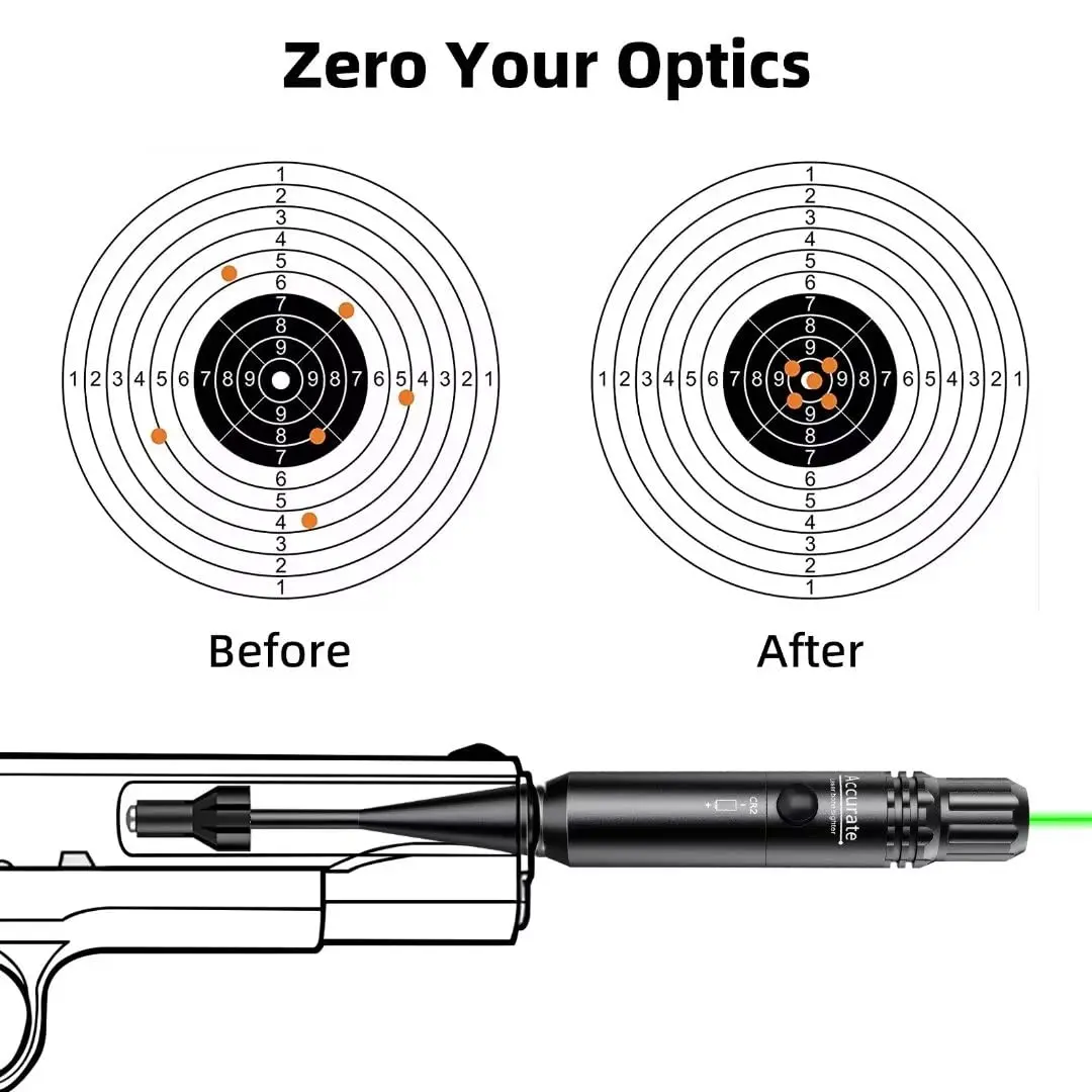Bore Sight Kit .17 to 12GA Caliber Rifles Pistols Green Laser Sight Boresighter Rifle Pistol Tactical Training Gun laser sight laser bore sight