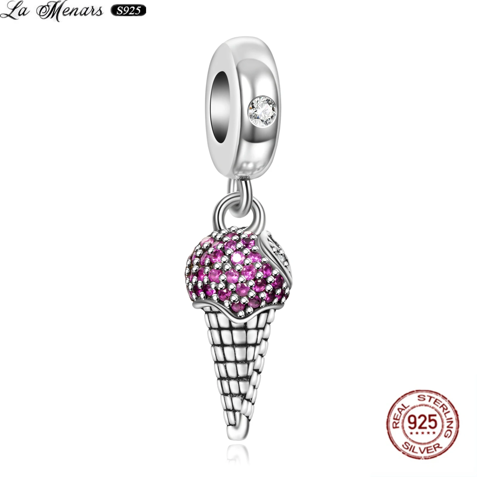 

La Menars Ice Cream Pendant Charm Fit Original Women's Bracelet Sterling Silver 925 Fine Jewelry Key Chain Decoration