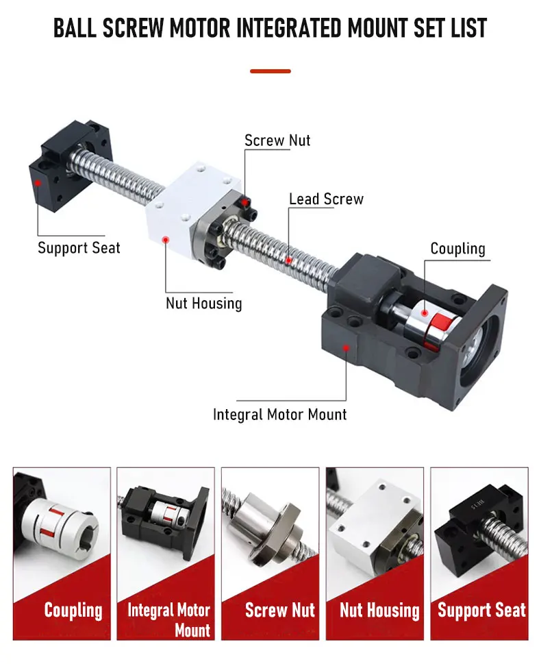 Kugelumlaufspindel SFE1616/2020 L=150mm-1150mm+BF12/15+HM12-57/60 HM15-57/60/80/86 Gusseisen+Pflaumenkupplung XB30*40+BSG1616H/BSG2020H – Detail 3