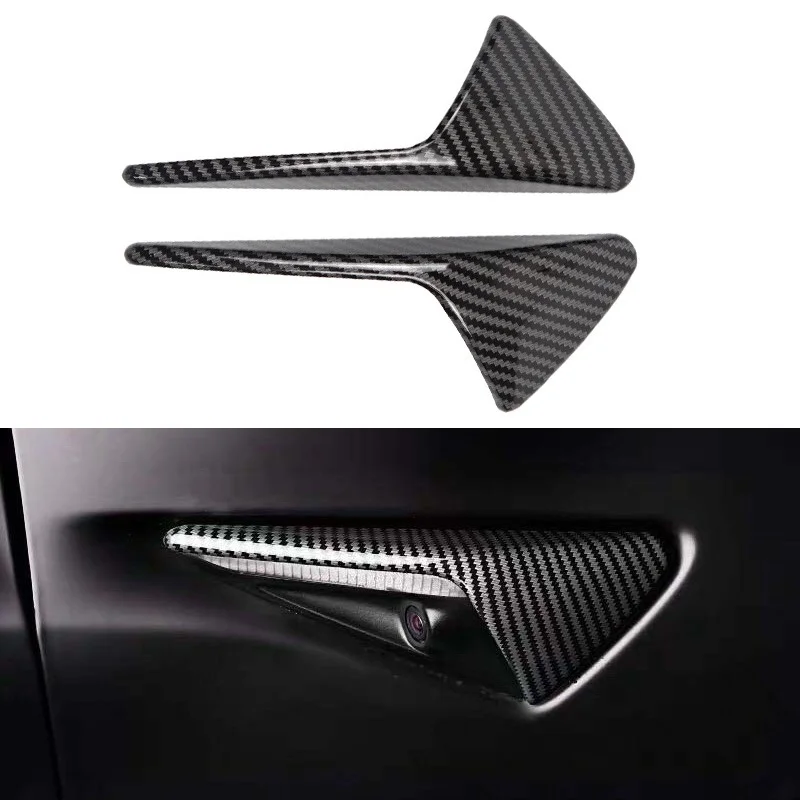 2Pcs For Tesla Model 3 Y X S Side Camera Carbon Fiber ABS Protection Cover For Tesla Model 3 Model Y Car Accessories 2017-2022 for tesla model 3 model y 2017 2020 car carbon fiber abs central control panel protective patch central interior accessories