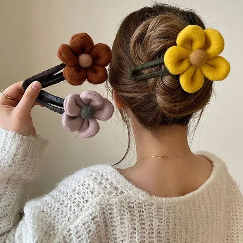 

Plush Flower Hair Clips Women Colorful Ponytail Clips Large Duckbill Clips Hairgrip Girls Headwear Fashion Hair Accessories