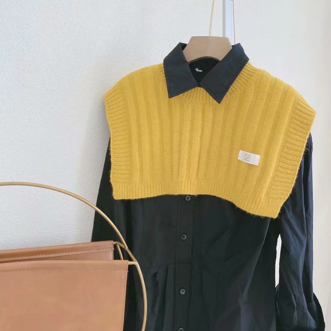 

2022 Spring Autumn Versatile Knitting Fresh Wind Small Shawl Air Conditioning Room Decorative Neck Protection Cloak Capes Yellow