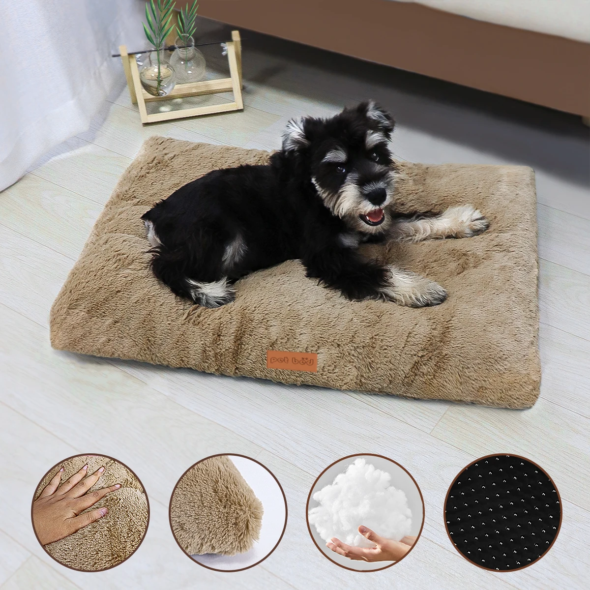 Dog Bed Pet Mat Pet Bed Crate For Cat Washable Plush Mat For Dog Anti-Slip Fluffy Comfy Sleeping pet bed