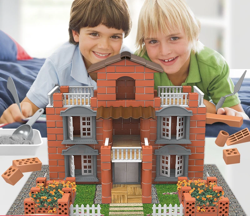 Mini Brick Children's Puzzle Toy Simulation Hot Sale Mason DIY Manual Assembly House Building Villa 246pcs box children household large pellet building blocks villa castle assembly toys