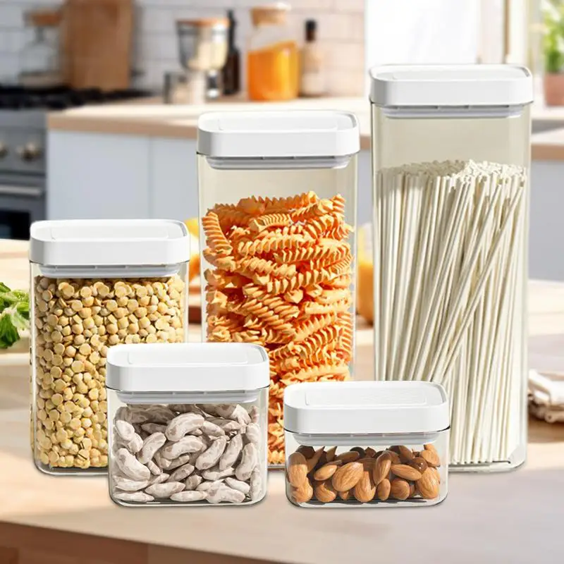 

Cereal Storage Containers Kitchen Food Storage Jars Clear Cereal Container Stackable Kitchen Storage Counter Jar for Cereal