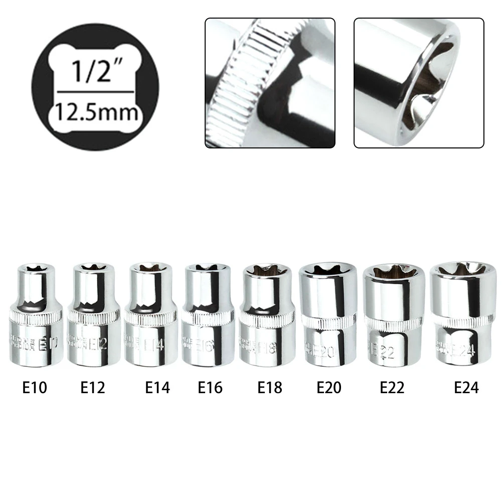 1/2 Torx E Type Sockets Screwdriver E10 E12 E14 E16 E18 E20 E22 E24 For