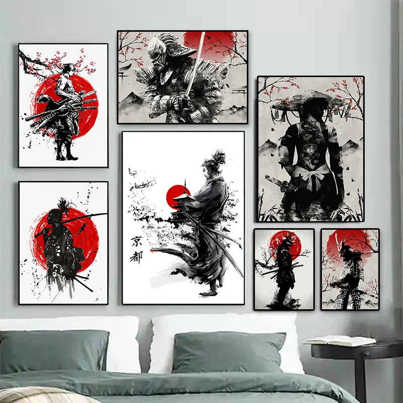 

Japanese Ink Painting Japan Samurai Anime Posters and Prints Canvas Wall Art Pictures for Living Room Home Decoration