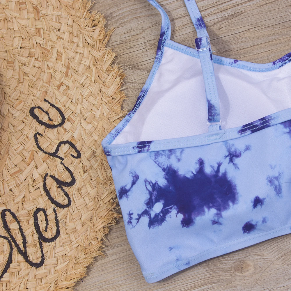 7-14 Year Girl Swimsuit New Tie Dye Two Piece Teenage Girl Bikini Set Biquini Butterfly Print Cute Bathing Suit SwimWear299 girls swimsuit