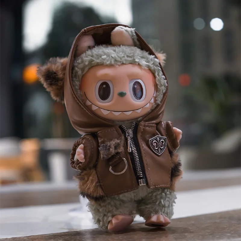 17cm Labubu Leather Jacket 10cm Cotton Doll Punk Style