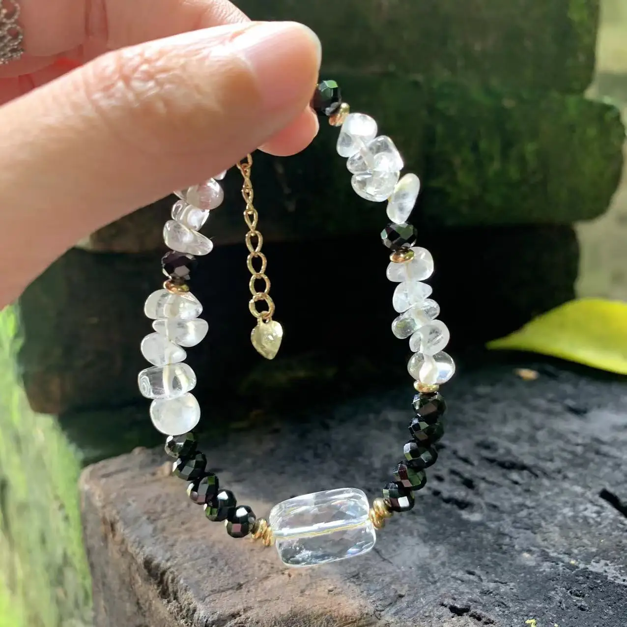 Natural Black Spinel Bracelet Stone Irregular Jewelry Wholesale Design Handmade GEM Beads Healing Women Jewelry Gifts