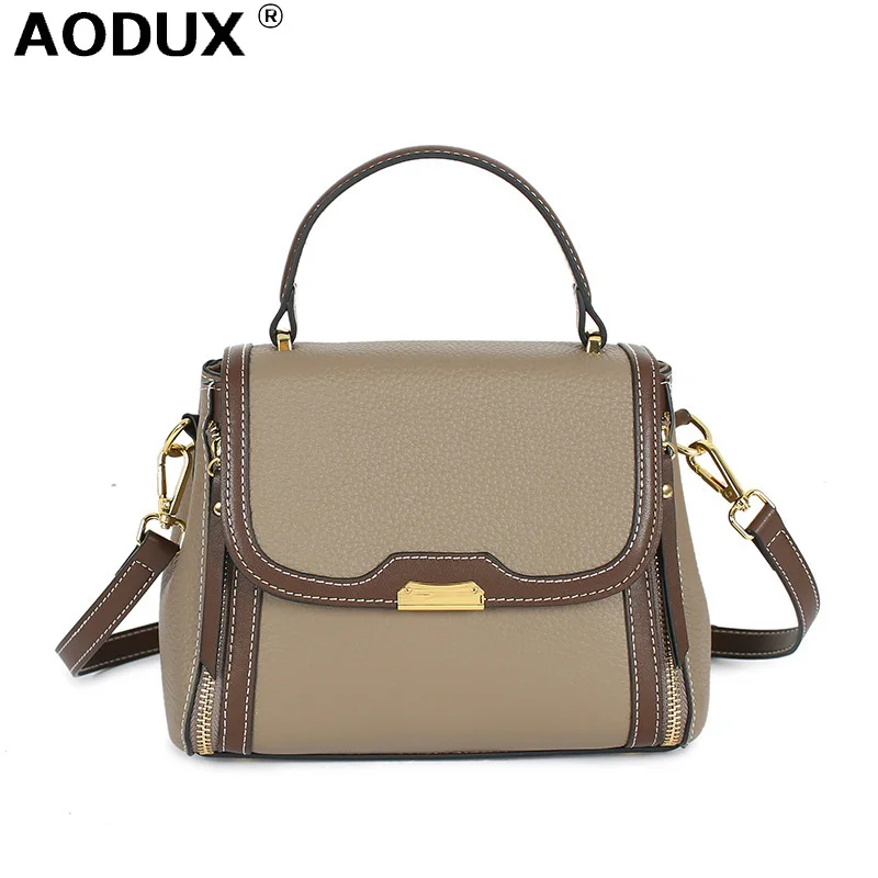 

AODUX NEW Fashion 100% Genuine Leather Women Shoulder Strap Crossbody Bag Handbag Top Layer Cowhide Female Messenger Bags Hobo