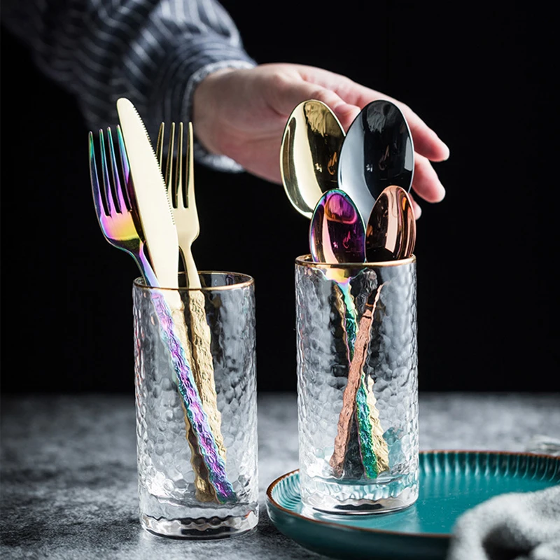 300ml Collins Glass Straight Cup Golden Edge Container Exquisite Gifts Fashion Decoration Tableware Drinkware Cocktail Glasses