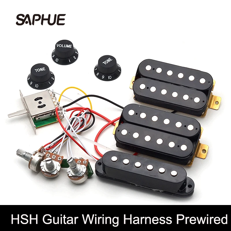 

ST Guitar Wiring Harness HSH Prewired/5-way Switch/2T1V Black /White/Yellow