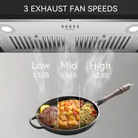Hermitlux 30 inch Built-in/Insert Range Hood, 600 CFM 3 Speed Vent Hood, Ducted/Ductless Convertible, Charcoal Filters 2
