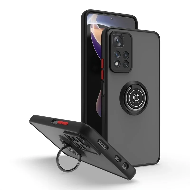 Shockproof Matte Case with Metal Ring Holder - Durable and Stylish Cover