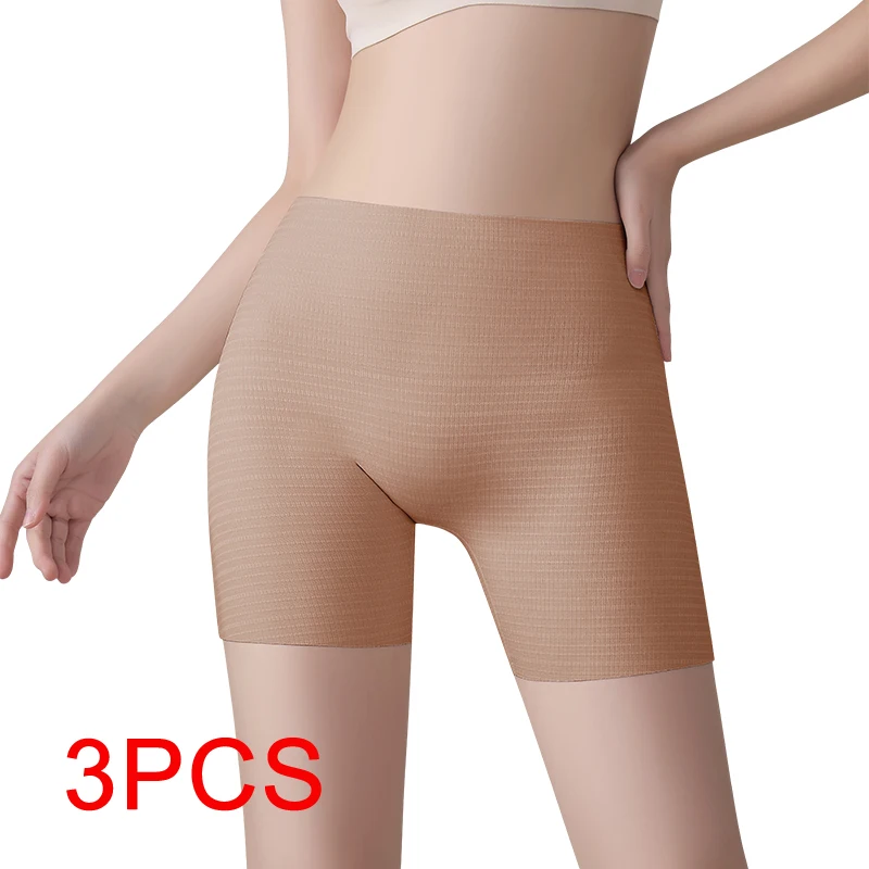 Boxer Pour Femme Protective Shorts Plus Size Shorts Ice Silk Seamless Panties Safety Short Pants Underwear for Women 3PCS safety shorts,seamless panties