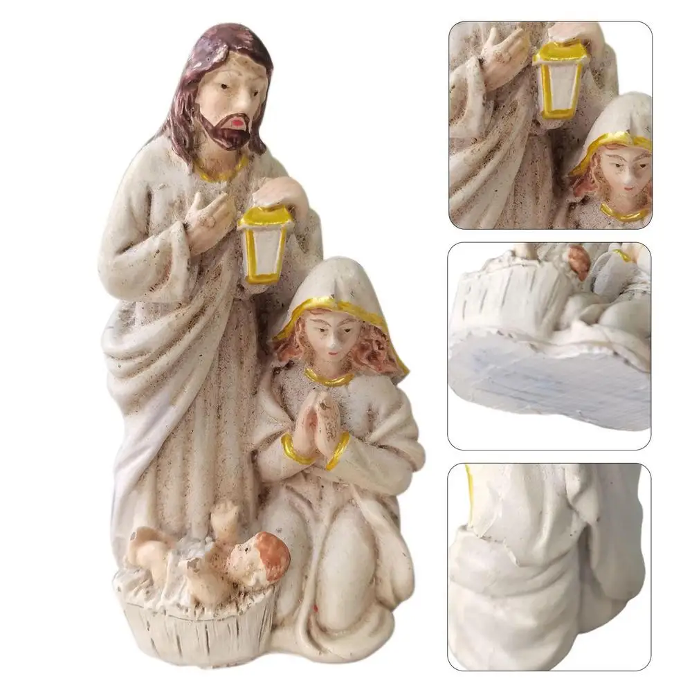 Description Picture 6 of itemHoly Family Nativity Statues Baby Jesus Figurine Ornament Sculpture Religious Figure for Christmas Church Decor Collectibles