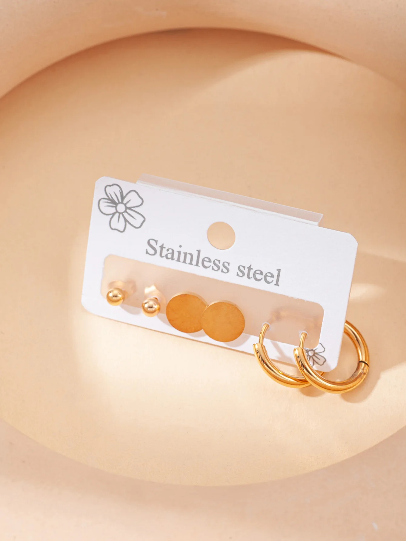 Luxury 316L Stainless Steel 3pair/set Zircon Stud Earring for Women Simple Jewelry Gifts 7