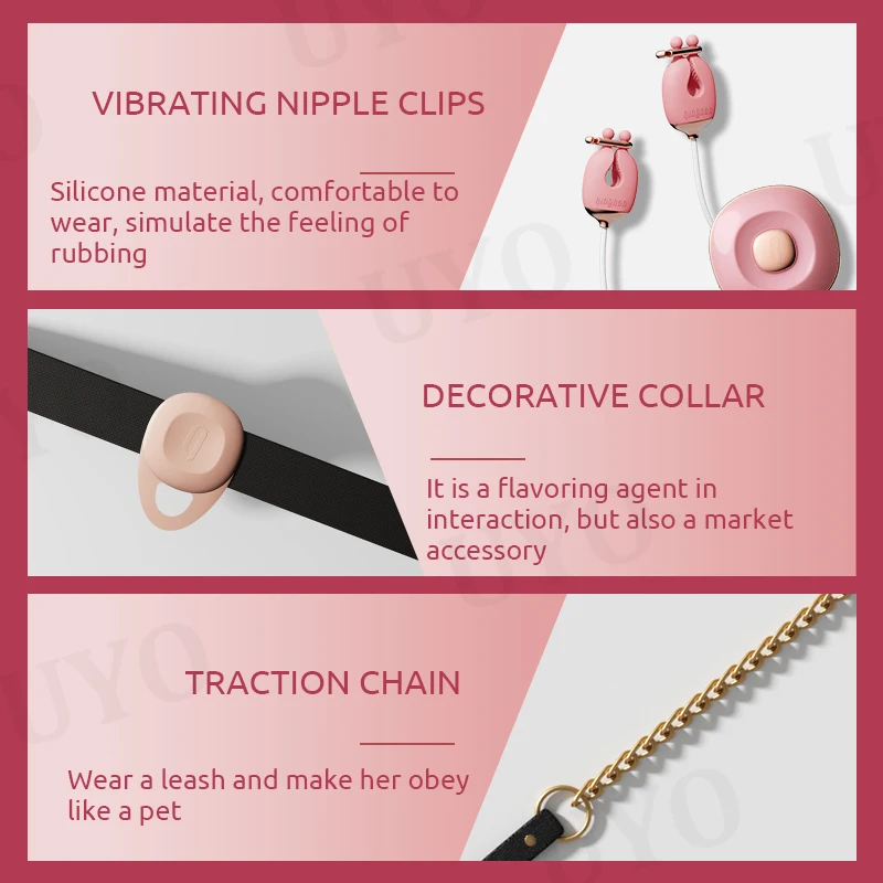 BDSM set nipple clip vibrator nipple stimulation tow chain collar couple adult games role play sex toy