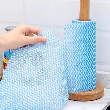 50 Pz/rotolo Strofinaccio Usa E Getta Panno Da Cucina Rotolo di Stoffa Da Cucina Panno Per La Pulizia Persona Pigra Strappo Tessuto Non tessuto Nuovo 1