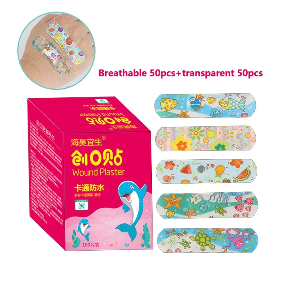 100PCS/box Bandages Band Aid Kids Wound Curitas Cute Cartoon Sticking Bandaids Patterned Adhesive Plasters For Children's Strips