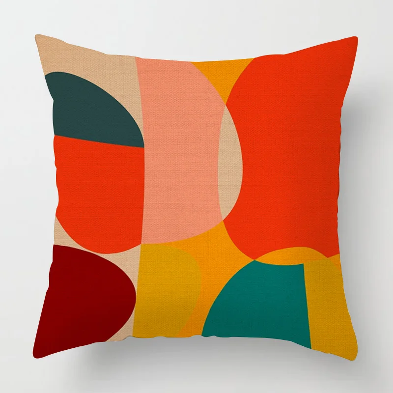 ASDCXZ Set di 4 federe per cuscino, colore rosso, 40 x 40 cm, in tessuto di lino e lino, motivo floreale, colore rosso