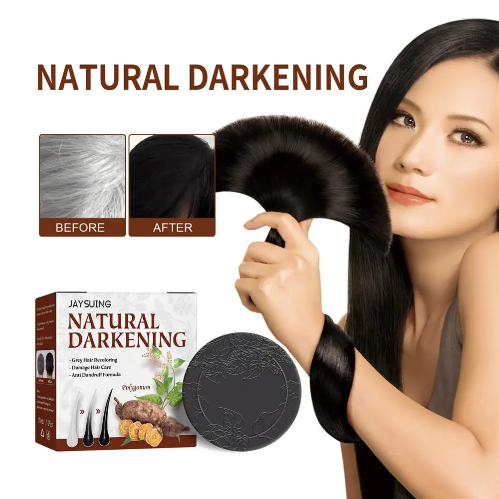 Description Picture 3 of item1PC Hair Darkening Shampoo Bar Natural Organic Hair Conditioner Mild Formula Hair Shampoo Gray Hair Reverse Hair Cleansing Care
